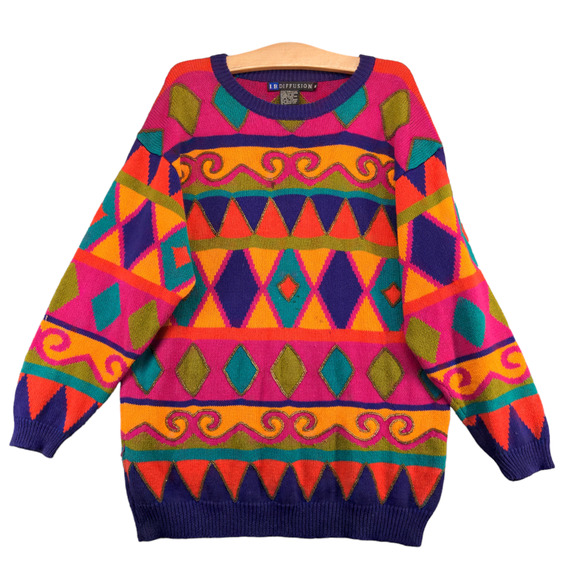 I.B. Diffusion Women's Pullover Sweater Multicolor Size M Geometric Colorful120 - Picture 1 of 14